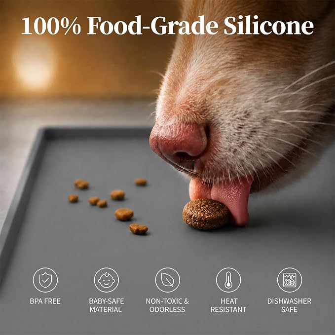 Silicone Dog Food Mat Waterproof Pet Feeding Tray for Small Medium Dogs