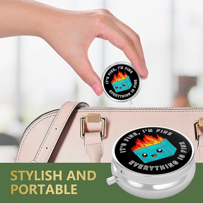 Pill Box, Small Pill Case for Purse & Pocket, Travel Medicine Organizer | Cute Travel Medicine Organizer, Portable Medicine Container Holder to Hold Vitamins, Medication, Fish Oil & Supplement