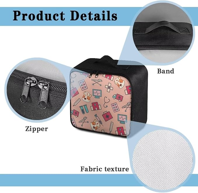 First Aid Bag Empty Pet Corgi Nurse Medical Bag Empty Medium Travel Medical Supplies Organizer Bag Portable Kit for Traveling Car Home School Kids Student College Dorm