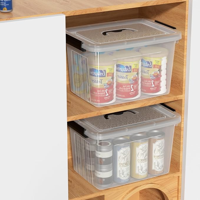18 Quart Clear Plastic Latching Storage Box with Handle, 4-Pack | Stackable Plastic Organization Container Bins with Lids
