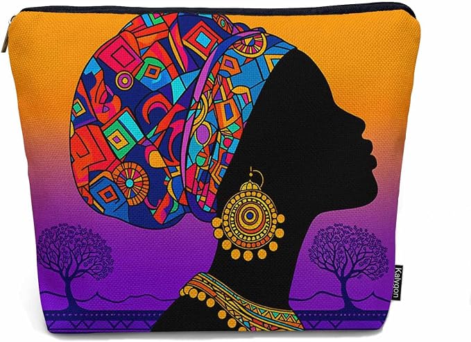 Makeup Bag African Woman Makeup Bags For Purse Pouch, Traditional Black African Woman Travel Toiletry Bag Cosmetic Bag Makeup Bags Flax Makeup Organizer Bag Pencil Pouch For Man Woman