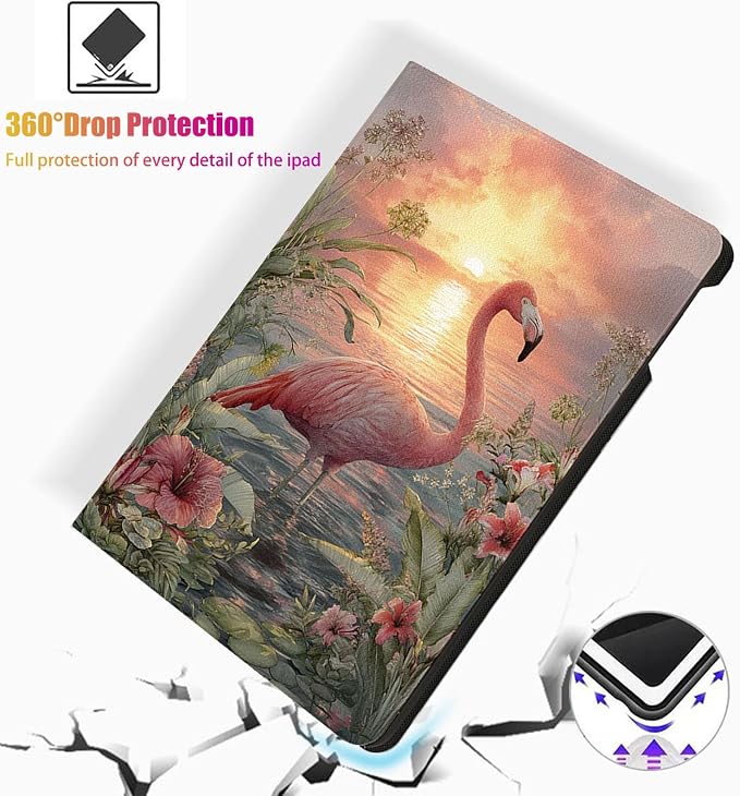 for Microsoft Surface Pro X/Pro X Plus-13 2019/2020/2021/2024 Tablet Case,Auto Wake/Sleep,Adjustable Stand Protective Cover - Flamingo Sunset