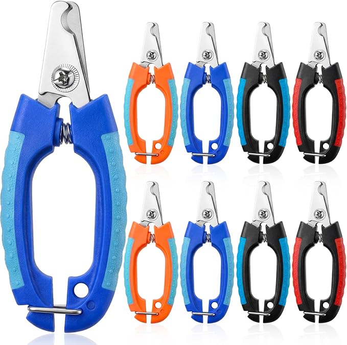 9 Pcs Small Dog Nail Clippers Bulk with Safety Guard to Avoid Over-Cutting Pet Nail Claw Grooming Pet Cutter Toenail Trimmer for Small Medium Dogs Nails Home Grooming (Plain)