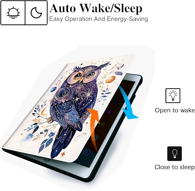 for Microsoft Surface Pro 7 Plus,Surface Pro 7/6/5/4 12.3" Tablet Case,Auto Wake/Sleep,Adjustable Stand Protective Cover - Cute Owl