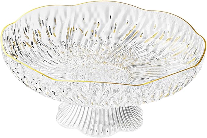Pedestal Bowl Decoration Tray Luxury Footed Fruit Basket Display Stand for Table Centerpiece Anniversary Kitchen Countertop, F White