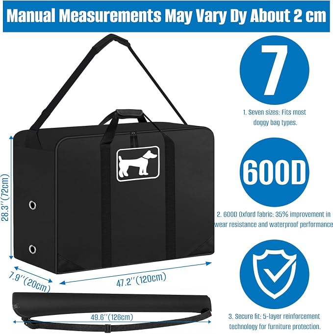 SIRUITON Thick 600D Dog Playpen Storage Bag Fits 45" H 8 Panels & 9 Stakes | Dog Fence Travel Bag for Foldable Exercise Pet Playpens Designed for Camping and RV Trips with Reinforced Double Handles