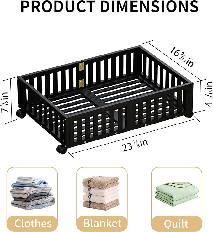 Under Bed Storage with Wheels, 2 Pcs Bamboo Drawers for Clothes and Toy | 360° wheels glide smoothly. Sturdy bamboo frames hold clothes, shoes, bedding and toys. Easy pullout access keeps rooms tidy