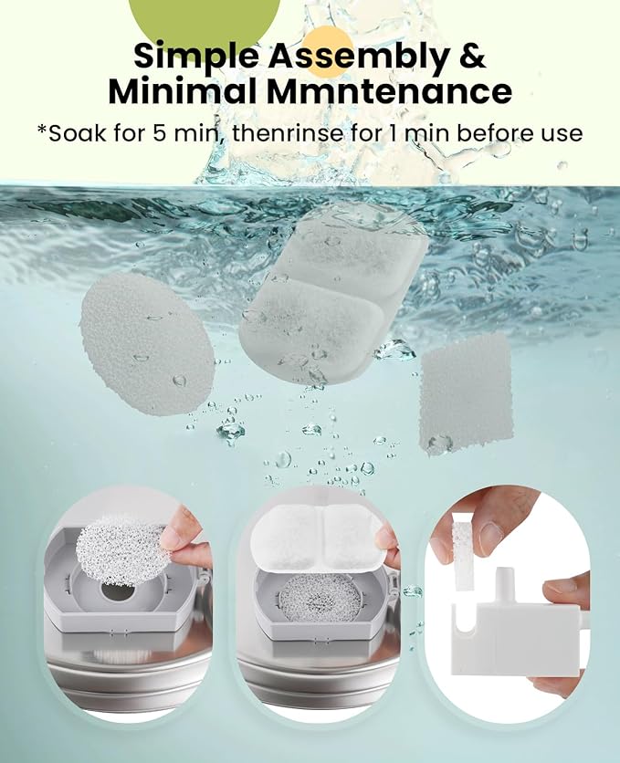 oneisall Replacement 8 Set Filters for PWF-002 7L Dog Water Fountain