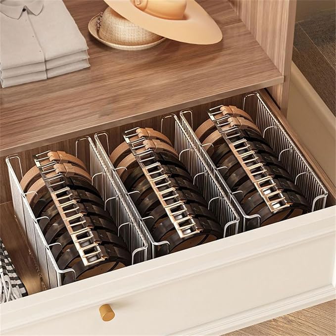 Clear Organiser Box for Neckties Belts Jewelry Multi Compartment PET Storage Case Home Organization Tool Multi Compartment Belt Display Case