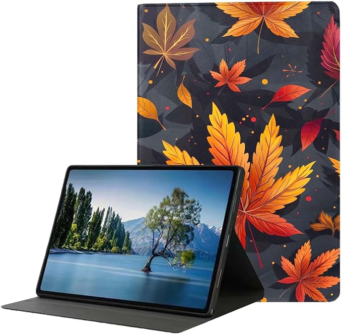 for Samsung Galaxy Tab S9 11" 2023(SM-X710/X716B/X718U) Tablet Case,Premium Leather Folio Stand Auto Wake/Sleep,Multiple Viewing Stand,Maple Leaves