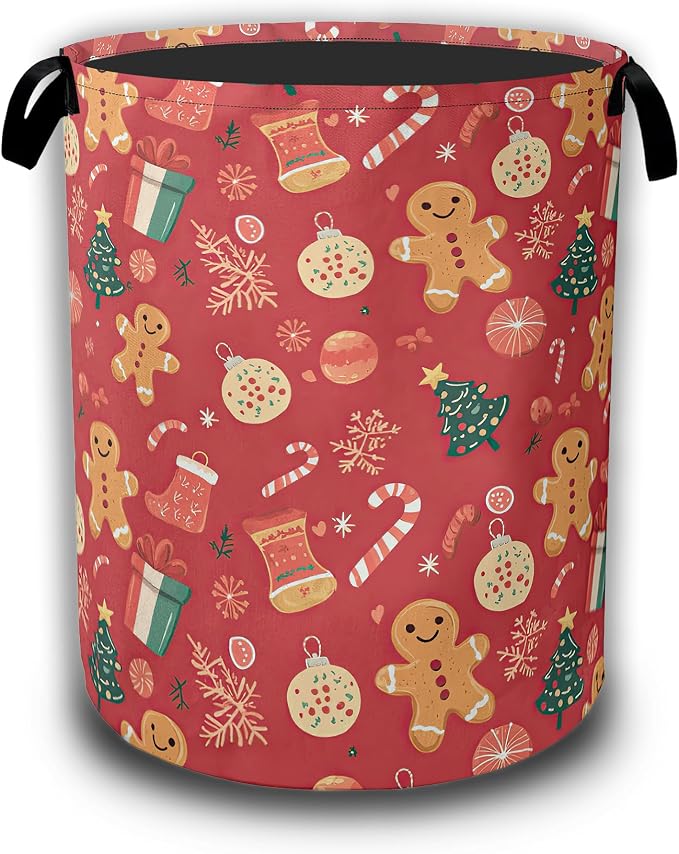 Merry Christmas Laundry Basket, Laundry Hamper Waterproof Oxford Cloth Tote Collapsible,Clothes Storage Bucket Decorative Toy Organizer For Bathroom Bedroom 16" x 20.8"