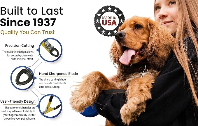Resco Original Deluxe Dog Nail Clippers - Professional USA-Made Guillotine Trimmer - Heavy Duty Steel for Large Dogs - Yellow