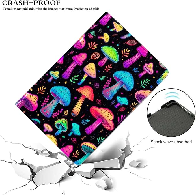 for Samsung Galaxy Tab A 8.0 2019(SM-T290/T295) Tablet Case,Premium Leather Folio Stand Auto Wake/Sleep,Multiple Viewing Stand,Colorful Psychedelic Mushrooms