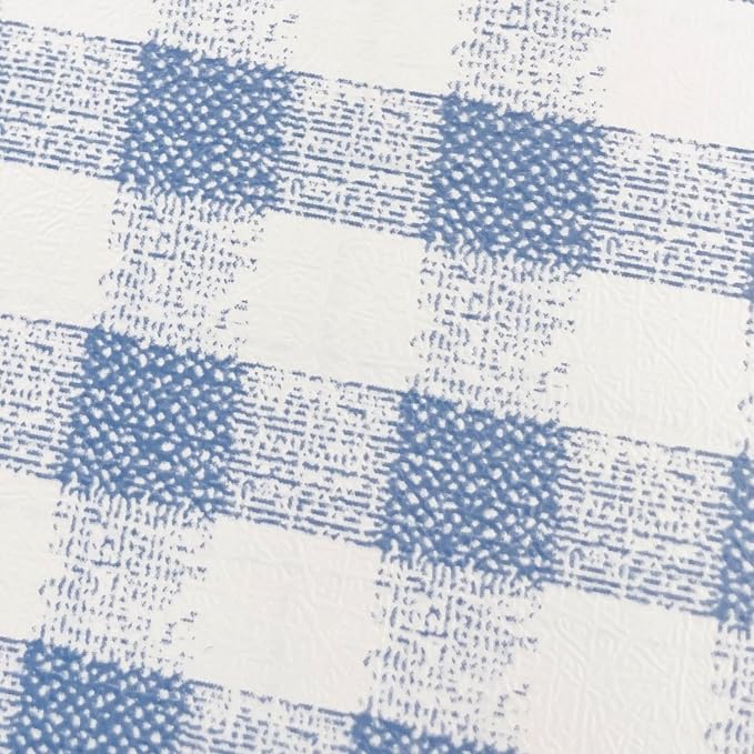 Mediterranean Style Furniture Paper Blue-White Gingham Countertop Door Sticker Shelf Liner 17.7inch by 9.8 Feet by LoveFaye
