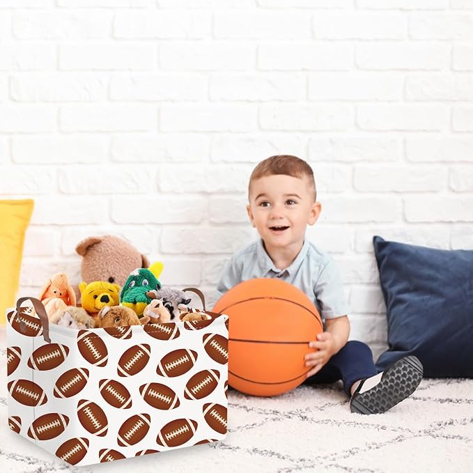 FXOLCSHE Rectangular Football Basket,Toy Organizer,Gift basket with handles,Kids Toys Storage Basket,Gift Box,Room decor (Footballs)