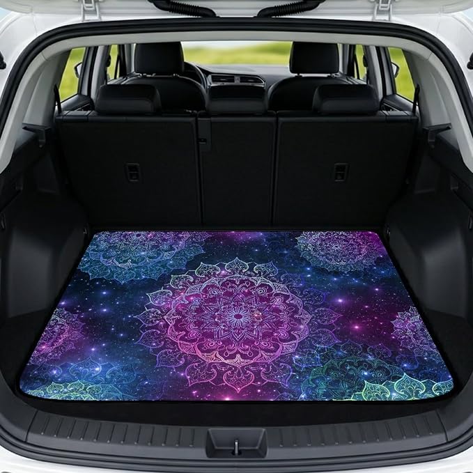 Howilath Galaxy Purple Mandala Car Trunk Mat All Weather Cargo Liner Non-Slip Rear Trunk Protection Polyester Carpet for SUV Sedan Truck 29"x39"
