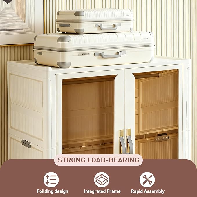 SAYMA Portable Wardrobe Closet, Pet Wardrobe Storage Cabinet W/Hanging Rod | Plastic Storage Cabinet for Pet Clothes, Toys, Snacks