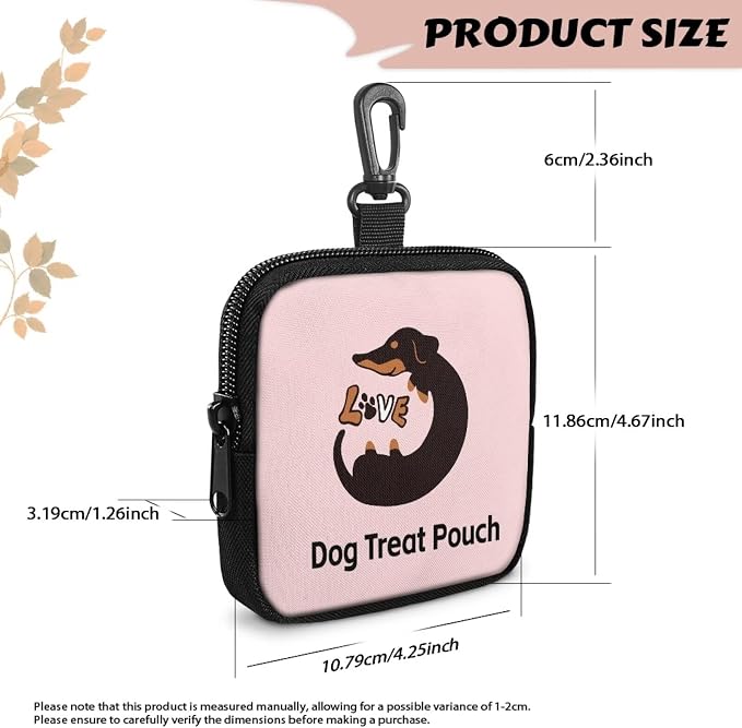 Pink Dog Treat Pouch for Pet Walking and Training Dog Food Bags Small Fanny Zipper Pack Holder for Puppy Snack Dispenser Kit for Outdoor Use