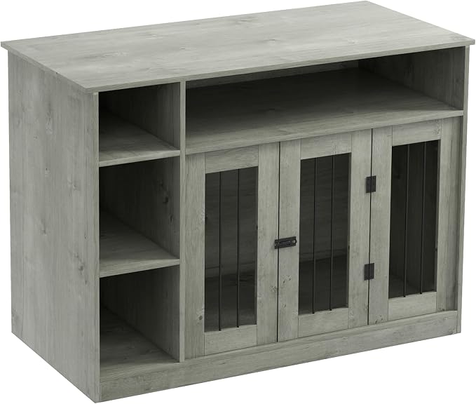 Dog Crate Furniture, 47" Indoor Dog Kennel and Pet Cage with Storage for Large and Medium Dogs, Furniture-Style Enclosure for Living Room or Bedroom, Gray