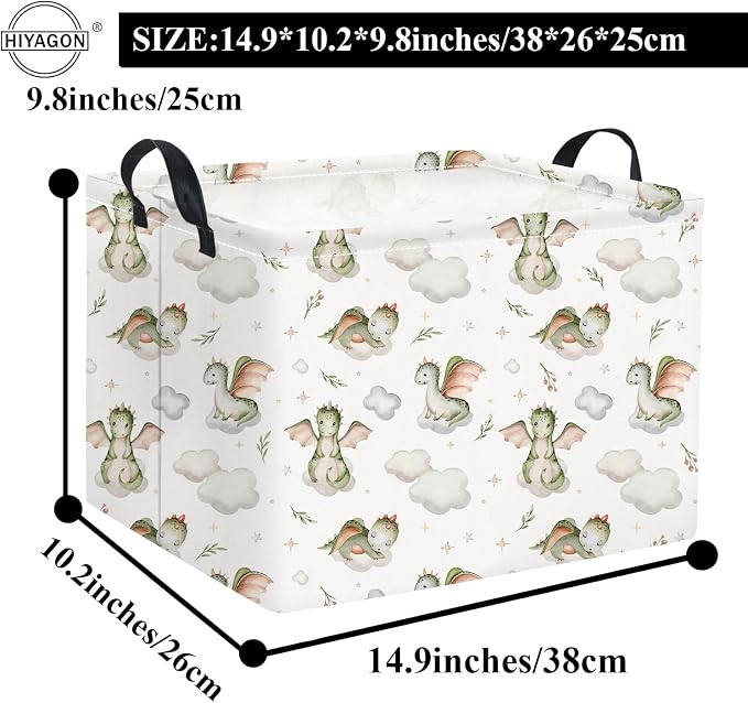 Rectangular Baby Girl Basket Kids Baby Storage Basket Storage Bin Organizer Box Room Decor(Cute Dinosaur)