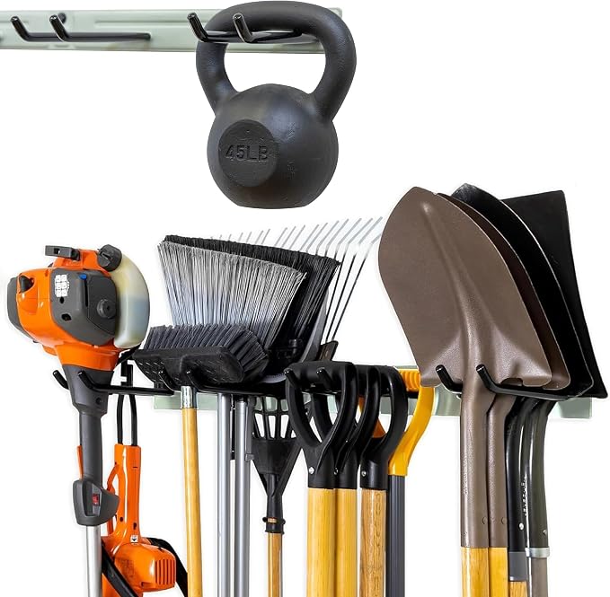 StoreYourBoard Garage Tool Organizer, 36 in, Holds 250 lb | Garden Tool Rack Wall Mount, Garden Tool Organizer, Shovel Wall Mount, Rubber Coated Hooks