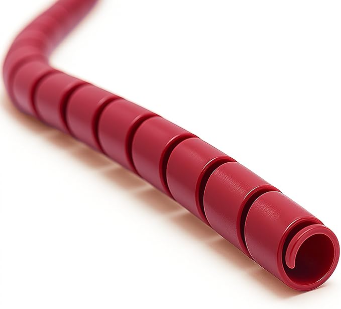Electriduct 1.5 Inch Heavy Duty Spiral Wrap HDPE Flexible Plastic Cable Sleeve Hose Protector 10 Feet - Red