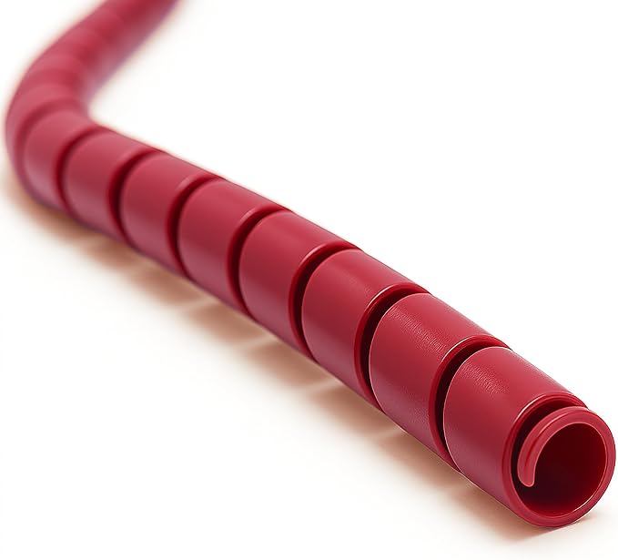 Electriduct 1 Inch Heavy Duty Spiral Wrap HDPE Flexible Plastic Cable Sleeve Hose Protector 10 Feet - Red