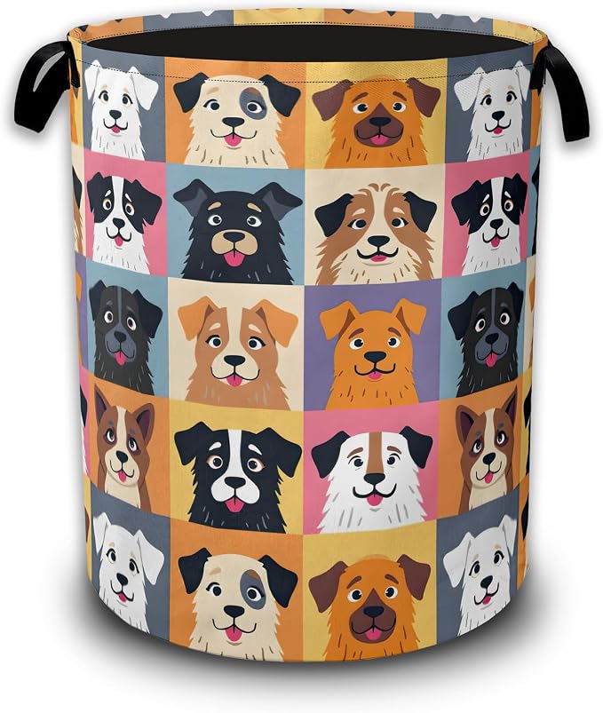 Cute Cartoon Dog Laundry Hamper,Laundry Baskets,Waterproof Oxford Cloth Toy Storage for Bedroom,Bathroom,Nursery,16x20.8 Inch