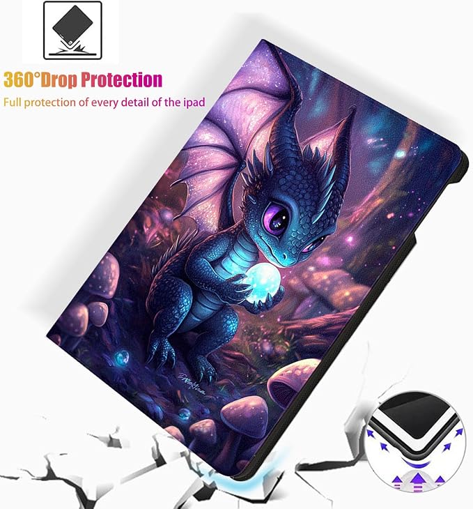 for Microsoft Surface Go 4/3/2/1-10.5" 2021 Tablet Case,Auto Wake/Sleep,Adjustable Stand Protective Cover - Cute Dragon