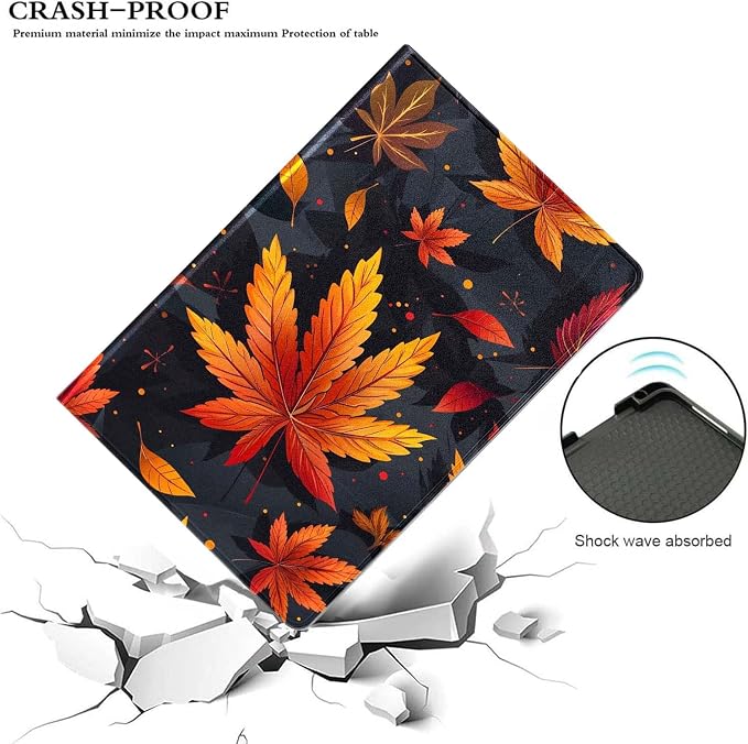 for Samsung Galaxy Tab S9 11" 2023(SM-X710/X716B/X718U) Tablet Case,Premium Leather Folio Stand Auto Wake/Sleep,Multiple Viewing Stand,Maple Leaves