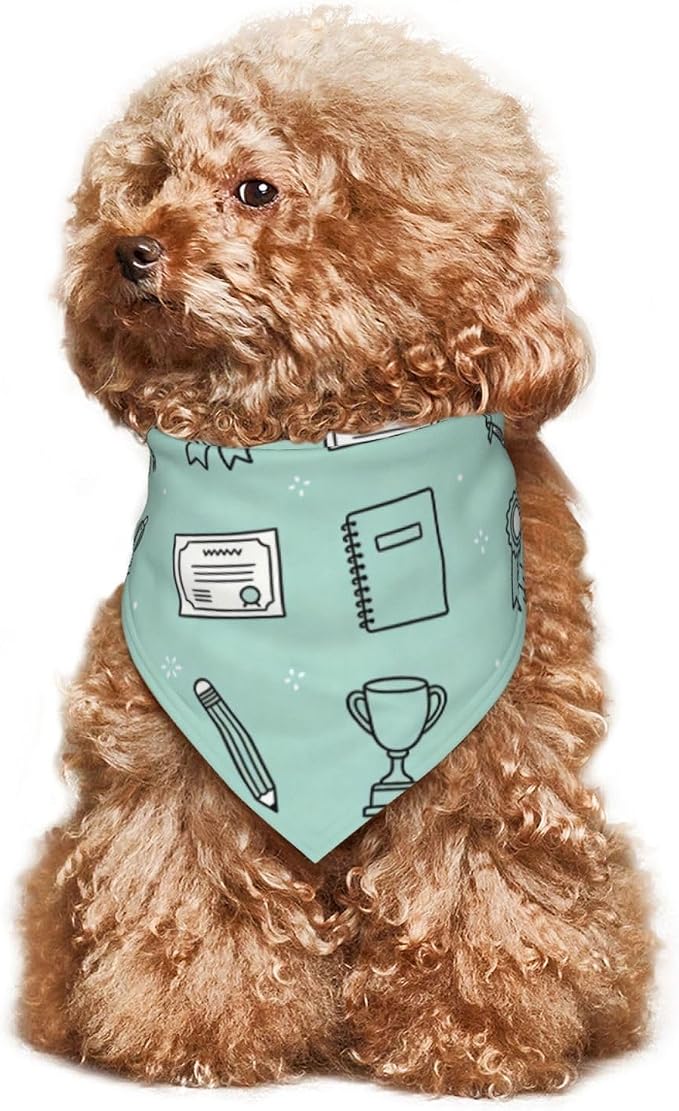 Teacher's Pet Dog Bandana,Funny Bandana Gift,Photo Prop Accessories for Dog Lovers Owner Gift,Triangle Reversible Fall Scarf, Adjustable (Light Green)