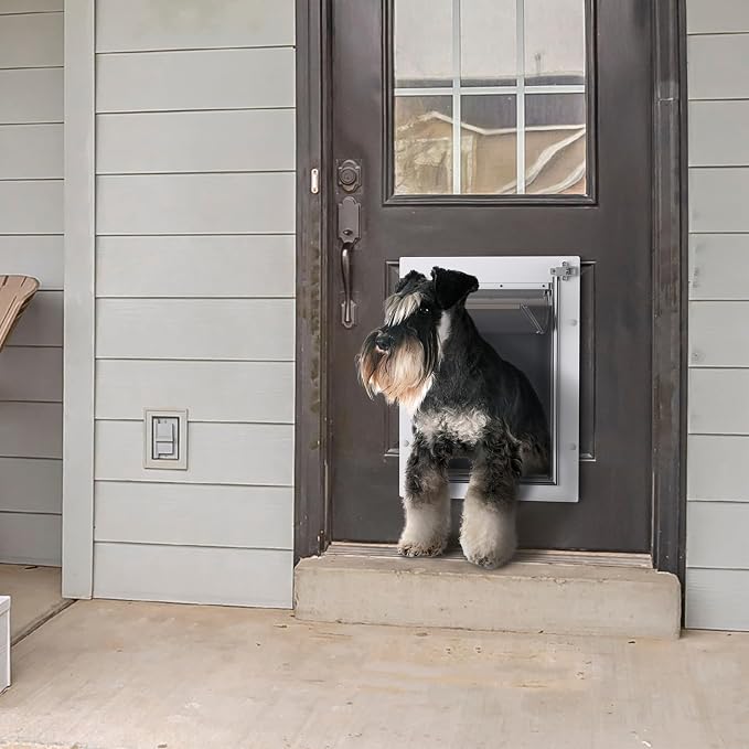 Baboni Dog Door for Door,Metal Frame,Medium | Pets Up to 40 Lb,for Interior and Exterior Doors,Aluminum Lock,Metal Panel,Strong Magnetic Flaps