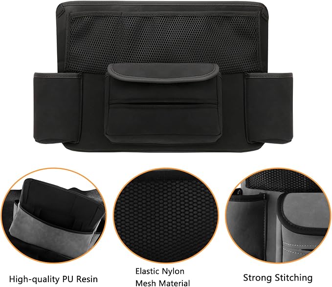 EKALA Car Purse Holder Between Seats with Multi-Pocket Car Large Capacity | Storage Bag Removable Inner Liner Pet Kids Barrier Car Net Pocket Bag Holder for Car(Gray)