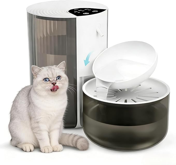 Wireless Cat Water Fountain Cordless No Filters, 4.5L Automatic Wastewater Separation Pet Water Fountains for Cats Indoor, Quiet Cat Dog Water Dispenser Rechargeable Kitty Drinking Fountains for Pets