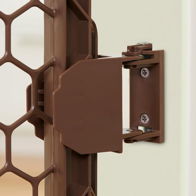 Regalo Safety 192" Plastic Super Wide Baby Gate & Play Yard with Door | Adjustable Playpen, For Doorways & Open Spaces, For Babies, Toddlers & Pets, Brown, Tested & Trusted for 30 Years