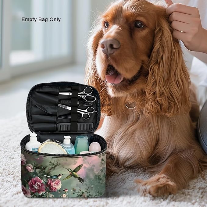 Hummingbird Make Up Bags for Women Portable Lightweight Floral Cosmetic Bag with Handle Womens Travel Makeup Bag for Vacation Daily Party