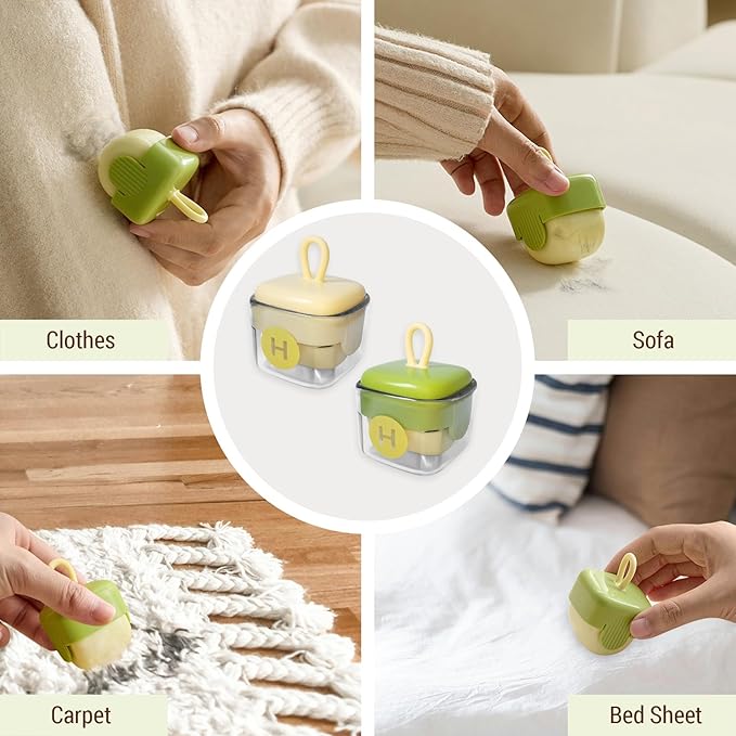 Mini Lint Roller for Pet Hair - Reusable Washable Sticky Roller for Clothes, Furniture & Car Seats - Portable Travel Size, Easy Clean for Household (Green)