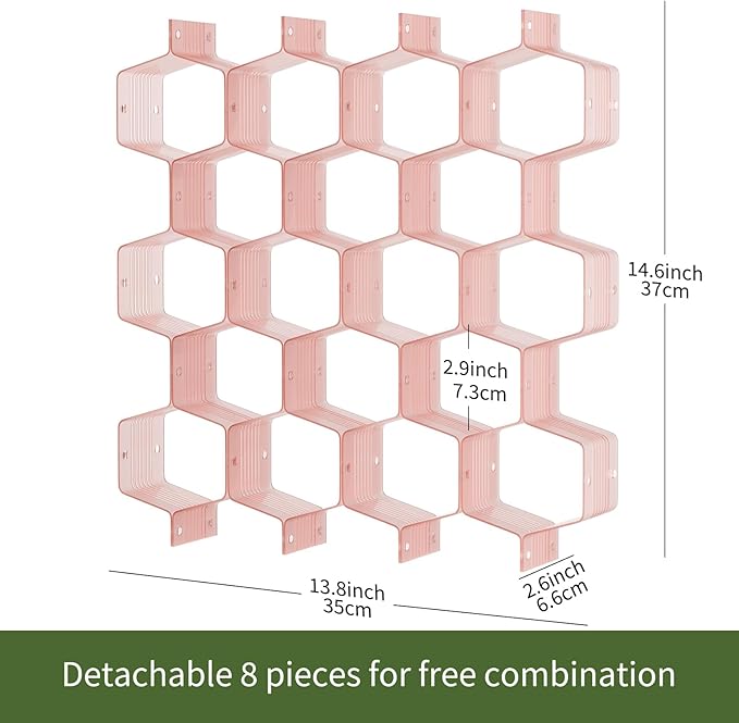 Honeycomb Separator Adjustable Drawer Organizer Divider for Underwear Belt-Scarf Socks Organizer (Pink(1pc))