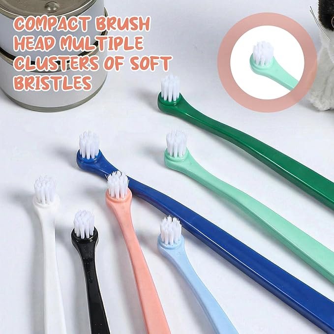 7 Pack Small Cat Tooth Brush, Pet Toothbrush Mini Head Soft Bristles Dogs Cats Toothbrush Deep Clean Kit for Sensitive Puppy, Kitten, Cat Dental Care, Portable Travel Friendly and Easy to Use