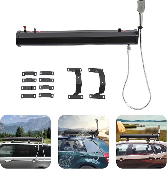 Pressurized Water Tank for Camping Shower,Portable Camping Showerhead Handheld with Storage Bag, Roof Rack Shower for Hiking, Car wash, Pet Cleaning, Beach Vacations