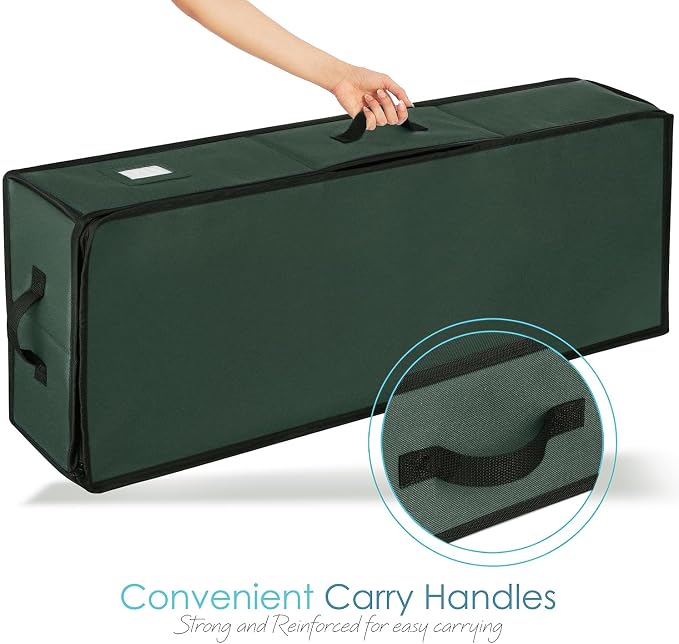 Hearth & Harbor Wrapping Paper Storage Container with Ribbon Storage Organizer - Christmas Storage Bag with Extra Interior Pockets - Gift Wrapping Organizer Storage Fits Up to 26 Rolls of 40" Length