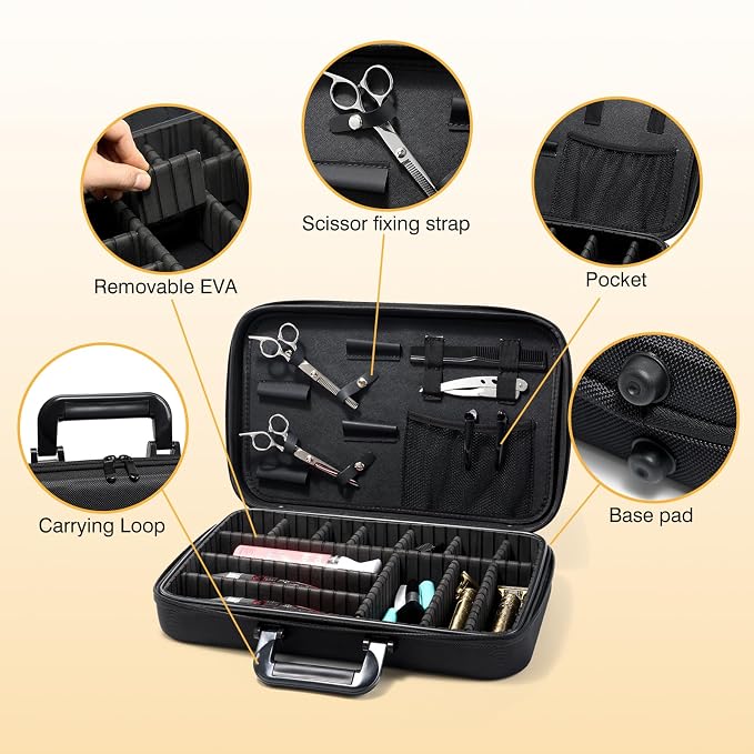 MoyRetty Barber Carrying Bag for Clippers and Supplies, Large Size Travel Case for Barber, Hair Clips Scissors Cutting Tools Organizer, Professional Salon Supplies DIY Storage Kit for Stylist