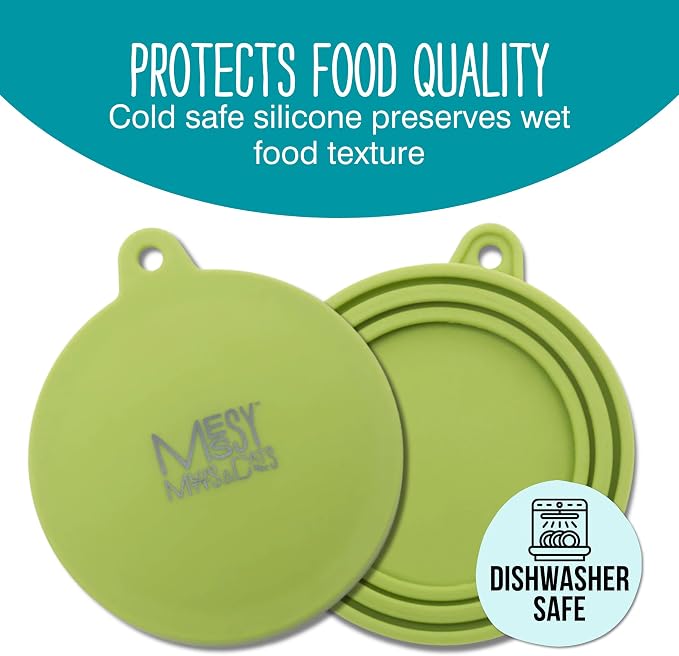 Messy Mutts Silicone Universal Can Cover, Fits 3 Can Sizes, Green | Reusable Silicone Pet Food Can Cover, Fits Small, Medium, And Large Cans, Airtight And Dishwasher Safe