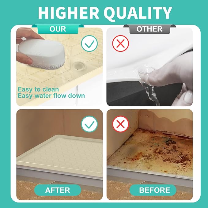 Under Sink Mat, 28"x22" Under Sink Mats for Kitchen, Silicone Waterproof Under Sink Liner, Sink Cabinet Organizer Tray with Drain Hole
