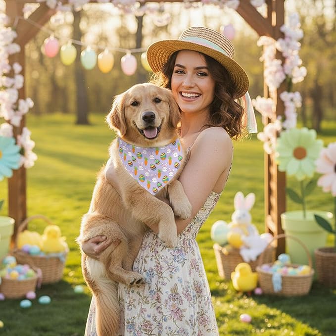 200 Pcs Spring Dog Bandanas Bulk Bunny Egg Carrot Bandanas for Dogs Triangle Kerchief Bibs Scarf Set for Pet Easter Costume Photo Props Accessories Pet Shops, 25 Styles (25.6 x 17.7 x 17.7)