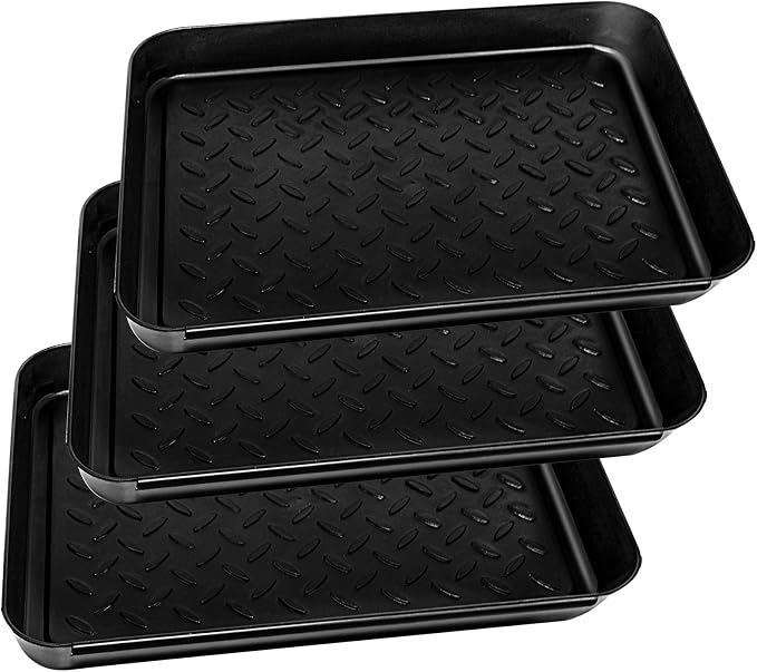 3 Pcs Under Sink Drip Tray, 13.8 * 10.8 Inch Plastic Under the Sink Drip Protector Tray Under the Sink Mat Under Sink Drip Catcher for Kitchen Bathroom or Laundry Room
