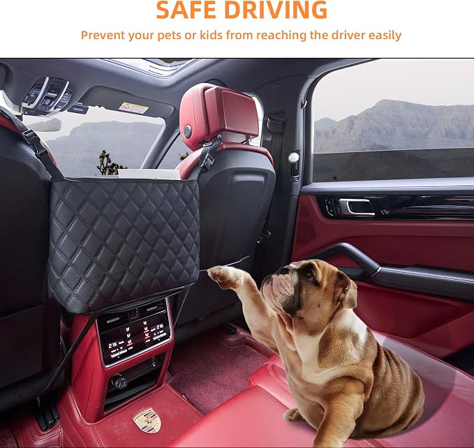 WLLWOO Car Net Pocket Organizer Purse Holder Console Front Seat Storage | Multi Pocket Car Seat Organize Bag Handbag Holder Between Seats Back Barrier