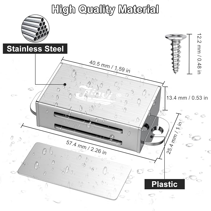 Jiayi Cabinet Magnet Adhesive 8 Pack Magnetic Door Catches Silver Cabinet Door Magnet Latch Stainless Steel Door Magnetic Catch for Kitchen Magnetic Closure for Drawer Wardrobe Closet Door Closing | Silver Magnets to Keep Door Closed, Stainless Steel D...
