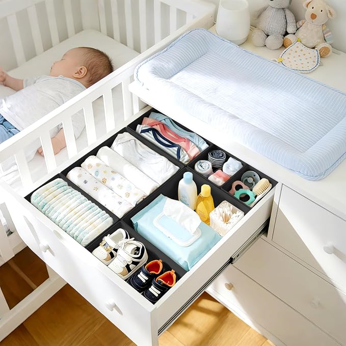 DIMJ Drawer Organizer Clothes Storage - 26 Pack Baby Dresser Organizer for Nursery, Small Fabric Closet Drawer Organizer Bins for Underwears Socks, Foldable Storage Dividers Organization for Bedroom