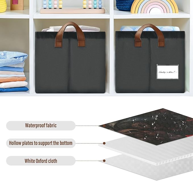 Moody Floral Goth Flower Gothic Dark Storage Bins for Shelves with Labels&Handles Fabric Organizer Bin Foldable Rectangle Storage Basket Boxes for Closet, Bathroom, Home, Living Room